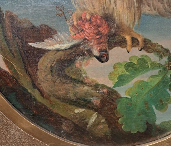 Seguace di Jean Jacques Bachelier (1724-1806), La civetta e la sua preda, olio