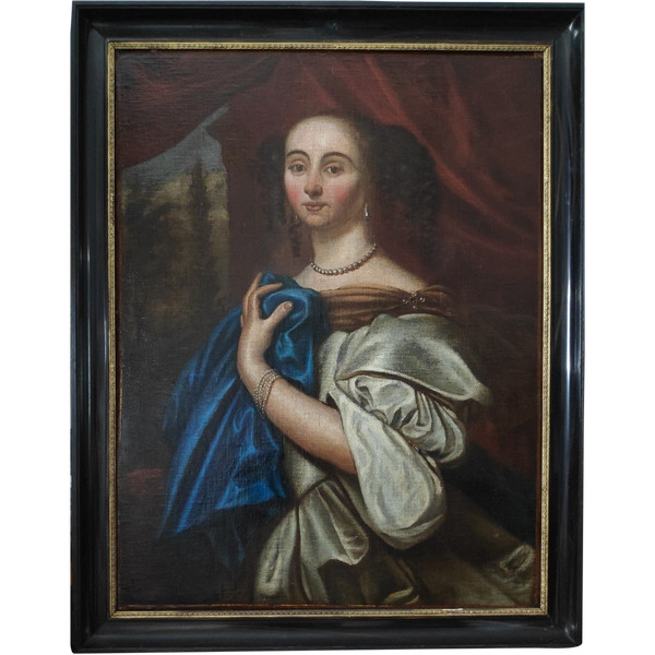 18th Century Dutch School, Portrait of an Elegant Lady with Pearls