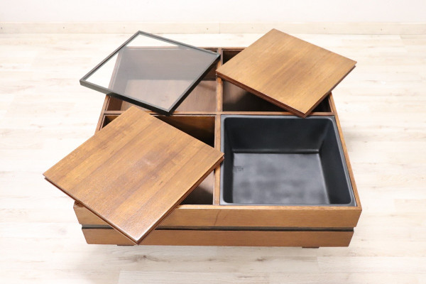Table Basse Carrée avec Rangement par Carlo Hauner pour Forma, 1960s