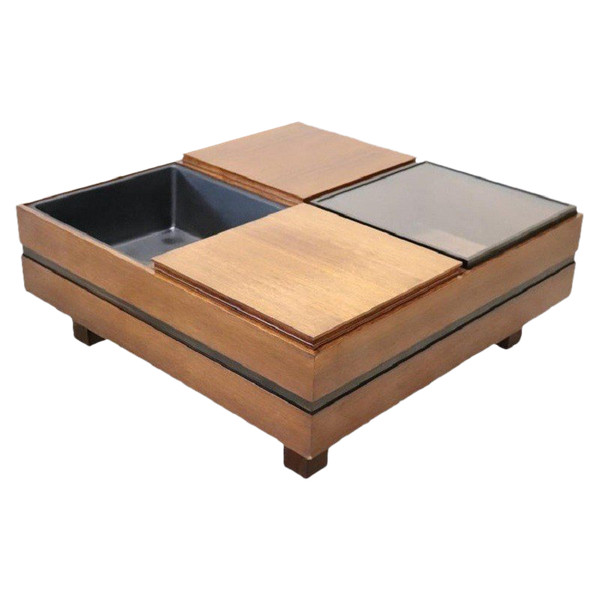 Table Basse Carrée avec Rangement par Carlo Hauner pour Forma, 1960s