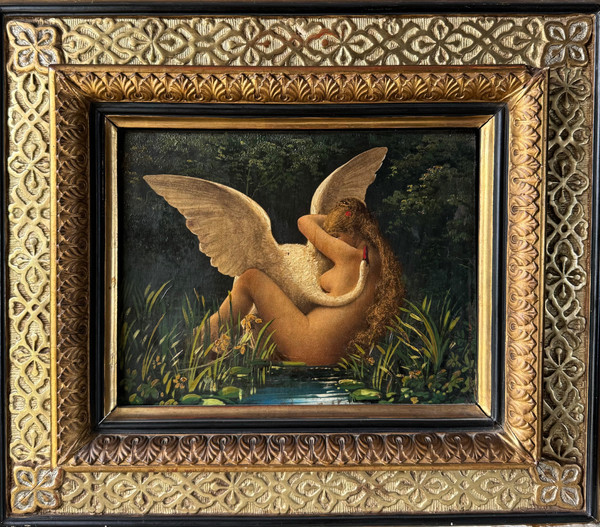 Charles Sellier, Leda and the Swan, Oil on Wood, Mid-19th century