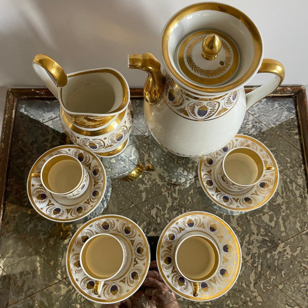 Parigi, periodo Impero, Restauro - Servizio da tè e caffè in porcellana - 6 pezzi