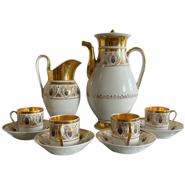 Parigi, periodo Impero, Restauro - Servizio da tè e caffè in porcellana - 6 pezzi