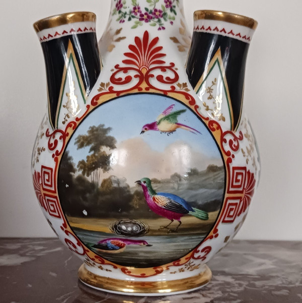 Denuelle à Paris - rarissimo vaso o spiga di fiori in legno di tulipano - porcellana eclettica - 1830 ca.