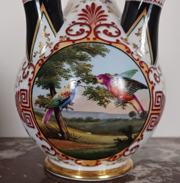 Denuelle à Paris - rarissimo vaso o spiga di fiori in legno di tulipano - porcellana eclettica - 1830 ca.