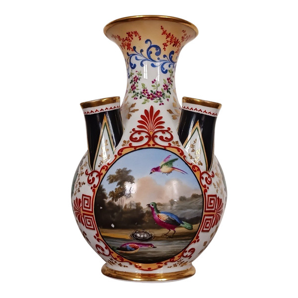 Denuelle à Paris - rarissimo vaso o spiga di fiori in legno di tulipano - porcellana eclettica - 1830 ca.