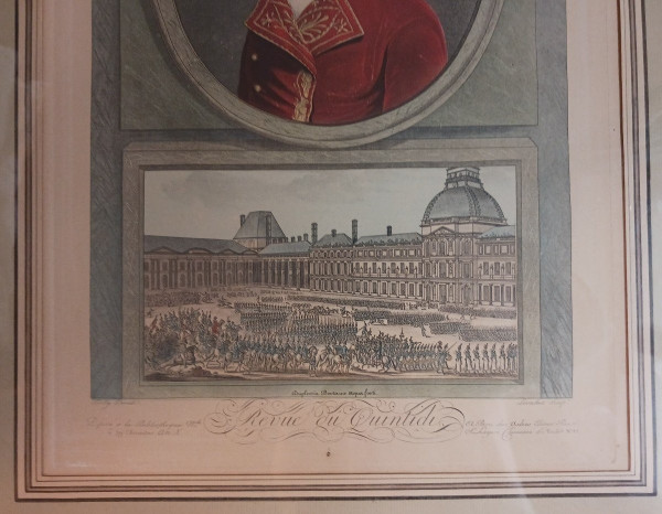 Boilly, after - Bonaparte 1er Consul ou la revue du Quintidi - etching, 19th century frame