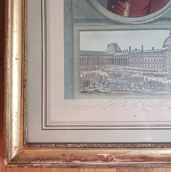 Boilly, after - Bonaparte 1er Consul ou la revue du Quintidi - etching, 19th century frame
