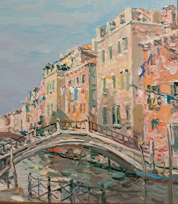 Jean Rigaud (1912-1999) - Venice The Saint Anne canal (Rio di Sant'Anna)