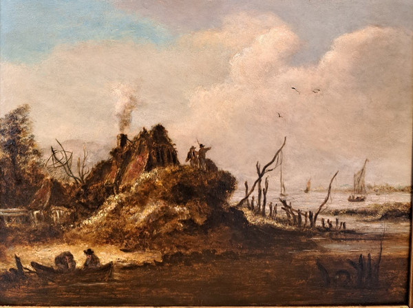 Follower of Jan Van Goyen (1596-1656), Landscape with Bird Trap