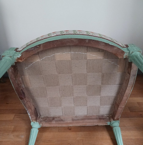 Rhône Valley, Louis XVI period - ample bergère à la reine - restored, Lelièvre silk
