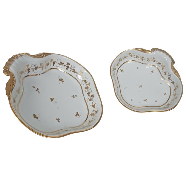 Halley - pair of shell jars or compotiers - porcelain - Revolution, Empire period