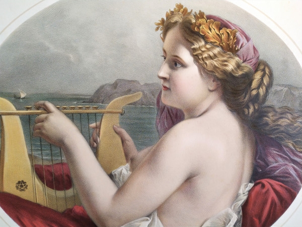 Syren  Watercolored Lithograph Greek Mythology 19th Century Old Print