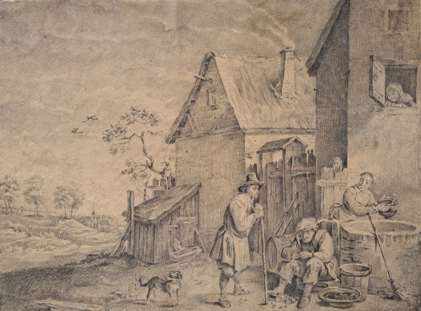 Follower of David II Teniers (Antwerp, 1610 - Brussels, 1690), The Farm, Large drawing