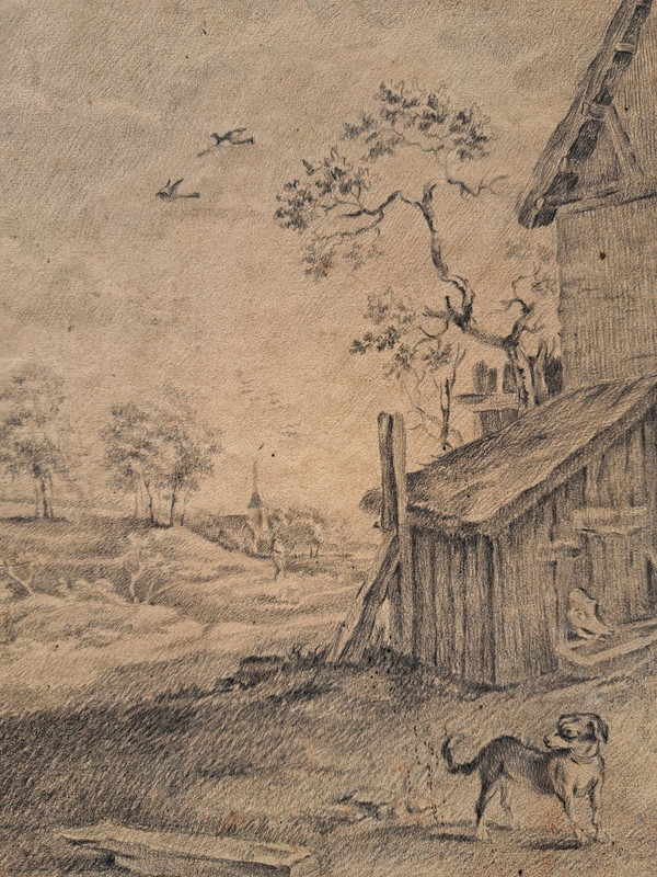Follower of David II Teniers (Antwerp, 1610 - Brussels, 1690), The Farm, Large drawing