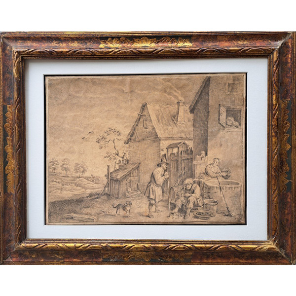 Follower of David II Teniers (Antwerp, 1610 - Brussels, 1690), The Farm, Large drawing