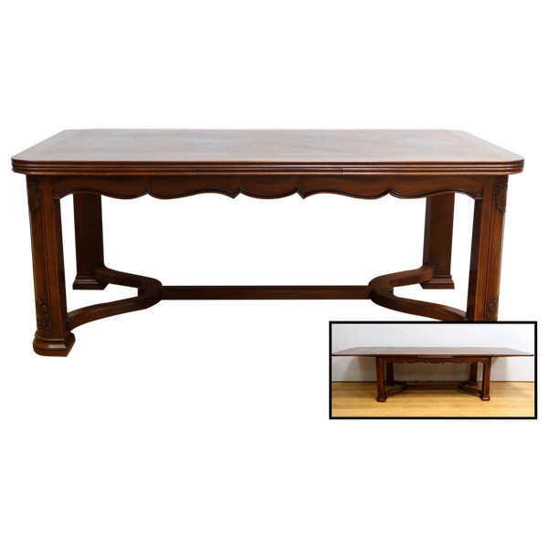 Mahogany extending table, 8 to 14 place settings, Louis XIV style - 1960
