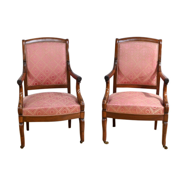 Paire de Fauteuils en Acajou, époque Restauration – Début XIXe