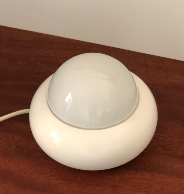 White UFO lamp model c359 by LUCI Illuminazione, Italy 70s