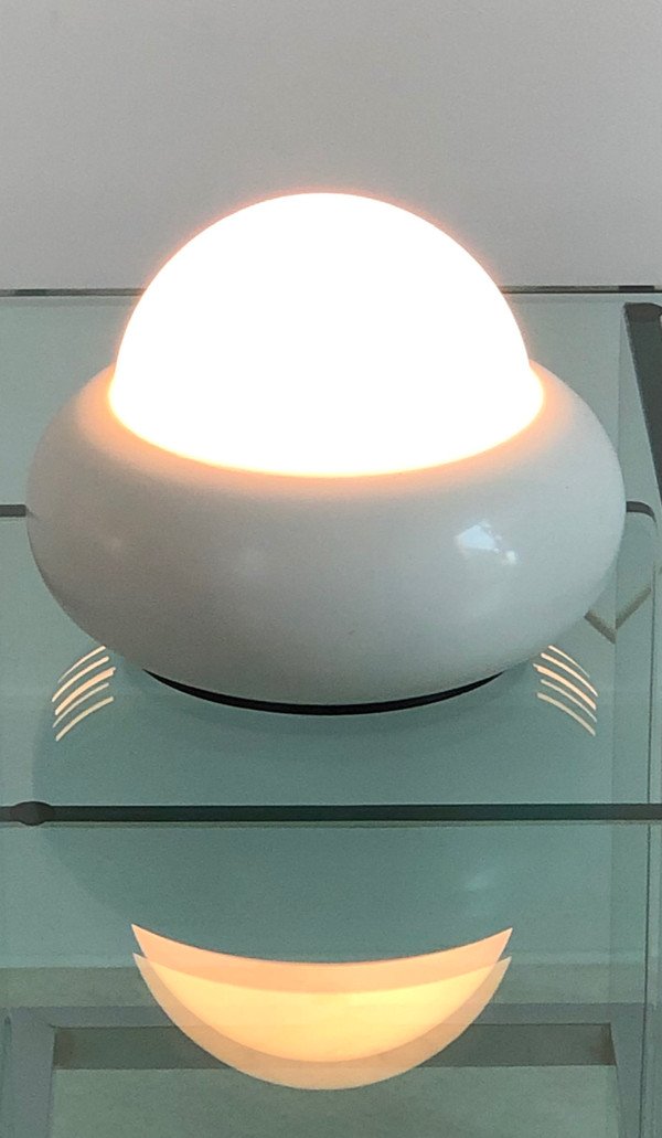 White UFO lamp model c359 by LUCI Illuminazione, Italy 70s