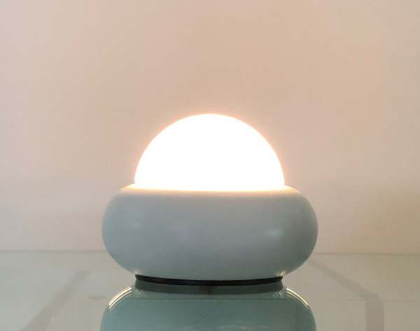White UFO lamp model c359 by LUCI Illuminazione, Italy 70s