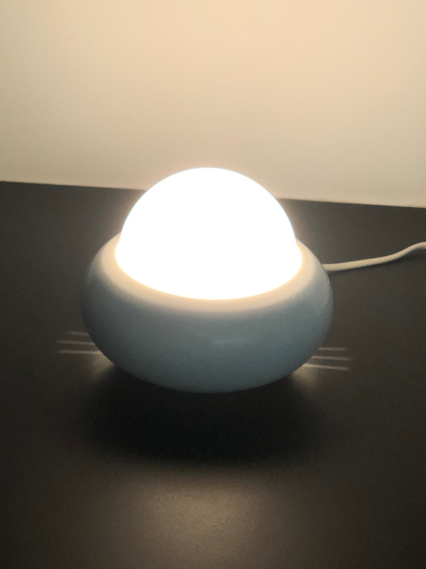 White UFO lamp model c359 by LUCI Illuminazione, Italy 70s