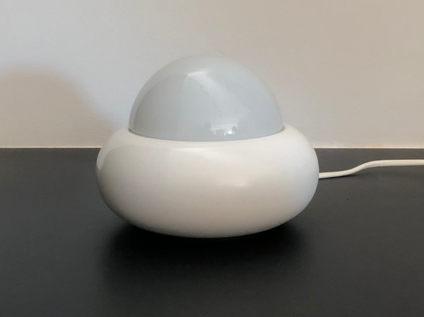 White UFO lamp model c359 by LUCI Illuminazione, Italy 70s