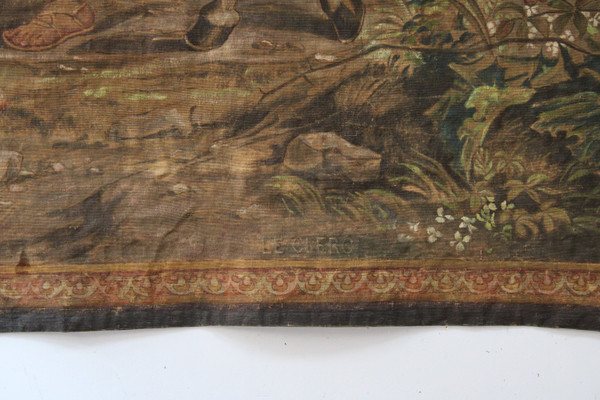 Painted canvas (imitating tapestry), "The Flight into Egypt", 19th century