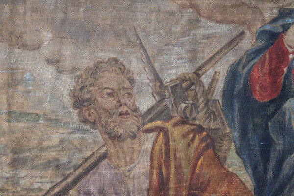 Painted canvas (imitating tapestry), "The Flight into Egypt", 19th century