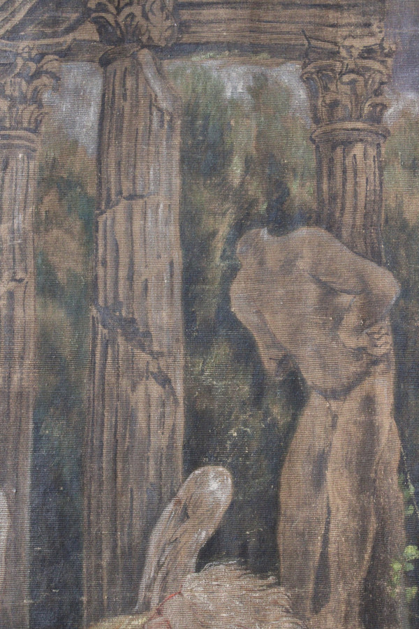 Painted canvas (imitating tapestry), "The Flight into Egypt", 19th century