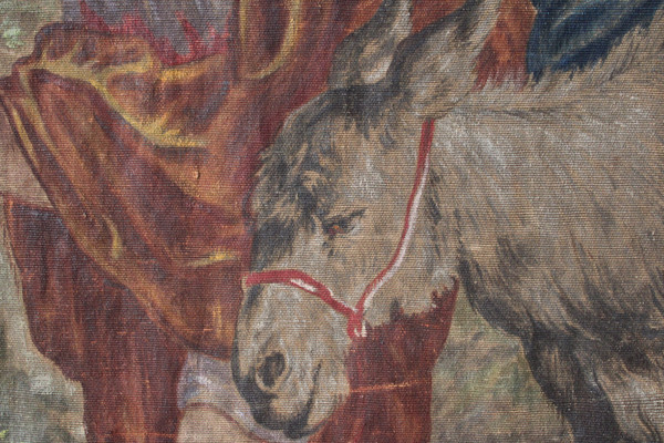 Painted canvas (imitating tapestry), "The Flight into Egypt", 19th century