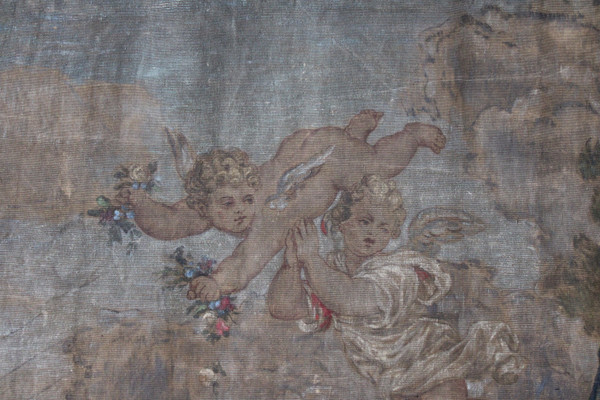 Painted canvas (imitating tapestry), "The Flight into Egypt", 19th century