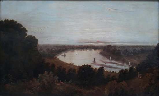 Ecole anglaise du début XIXe - Les bords de la Tamise à Richemond