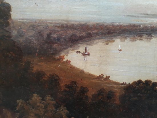 Ecole anglaise du début XIXe - Les bords de la Tamise à Richemond