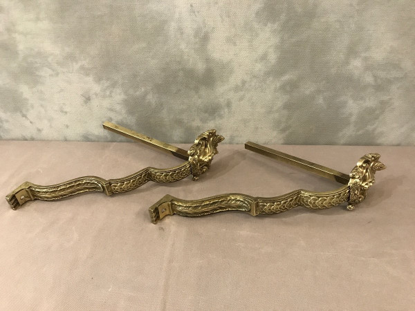 Coppia di bastoni per tende in bronzo del XIX secolo