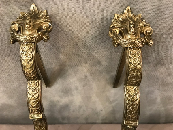 Coppia di bastoni per tende in bronzo del XIX secolo