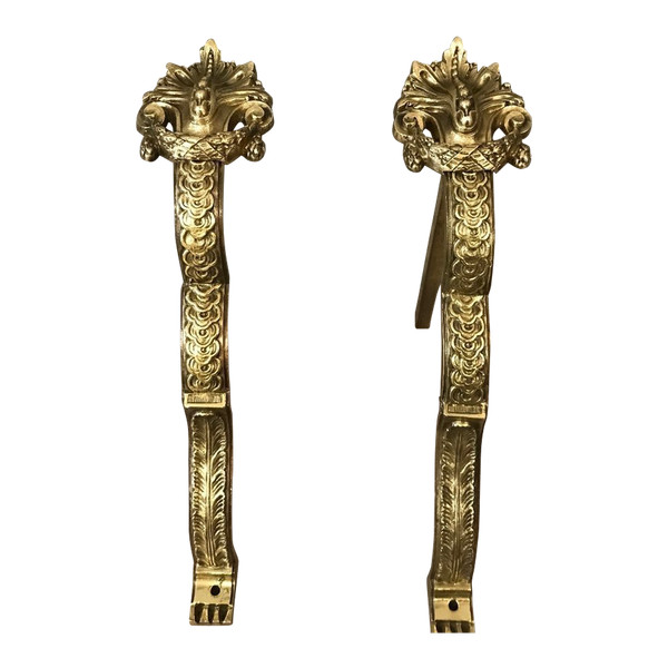 Coppia di bastoni per tende in bronzo del XIX secolo