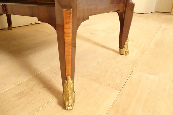 Commode Transition marqueterie panneaux laque Chine paysages marbre XVIIIè