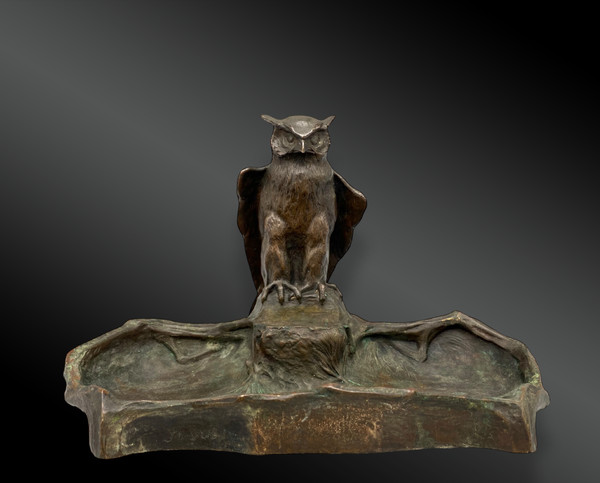 Paul JOUVE (1878-1973) Calamaio a forma di gufo - Bronzo