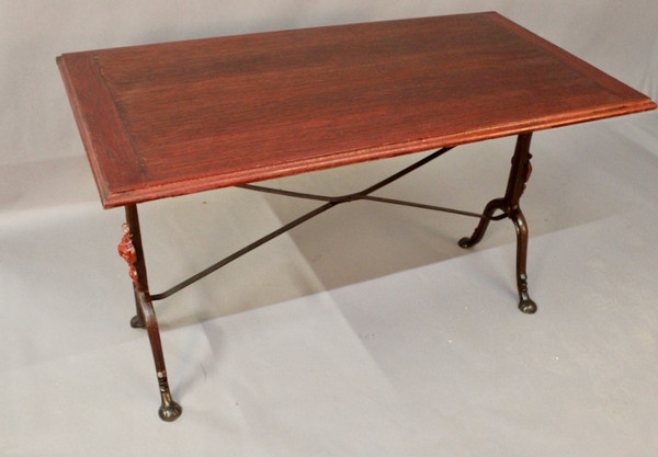Suite De 9 Tables De Bistrot 1900 à Piètement Fer Forgé à Décor De Rose
