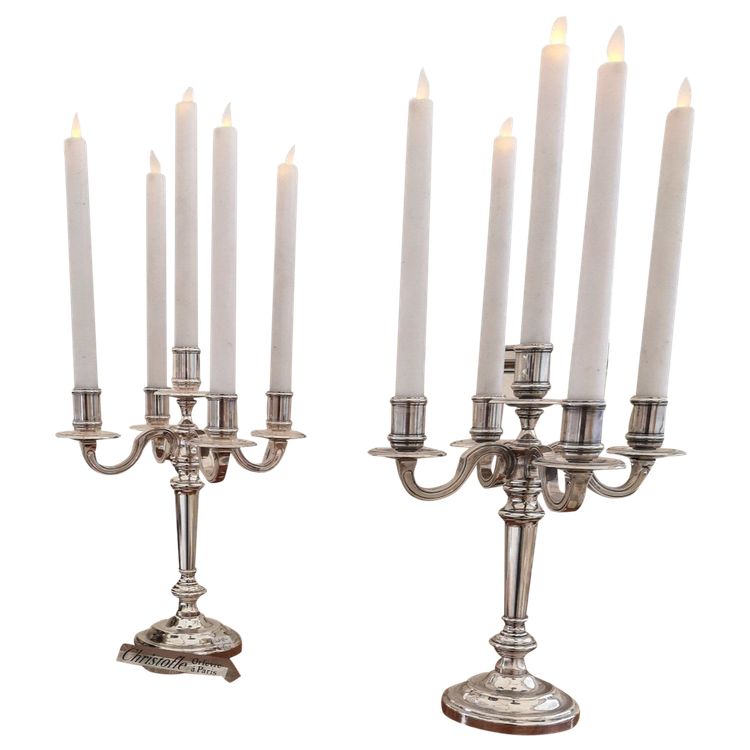 Pair of Christofle 5-branch candelabra, Albi model