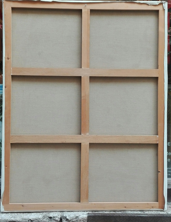 Perroquets grand tableau huile sur toile signature illisible (sans cadre)