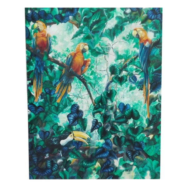 Perroquets grand tableau huile sur toile signature illisible (sans cadre)