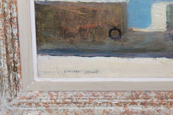 Olio su pannello Farniente Sur Les Remparts di Henri Julié