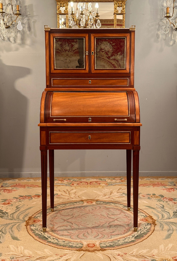 Petit Bureau A Cylindre Bonheur du Jour d'Epoque Louis XVI Vers 1780