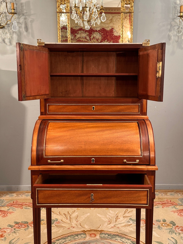 Petit Bureau A Cylindre Bonheur du Jour d'Epoque Louis XVI Vers 1780