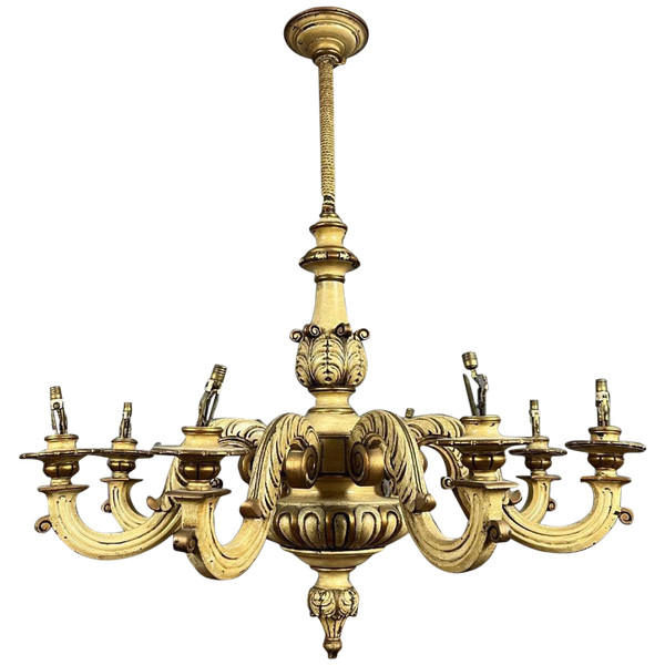 Louis XV style Venetian chandelier in lacquered and gilded wood from the early 20th century