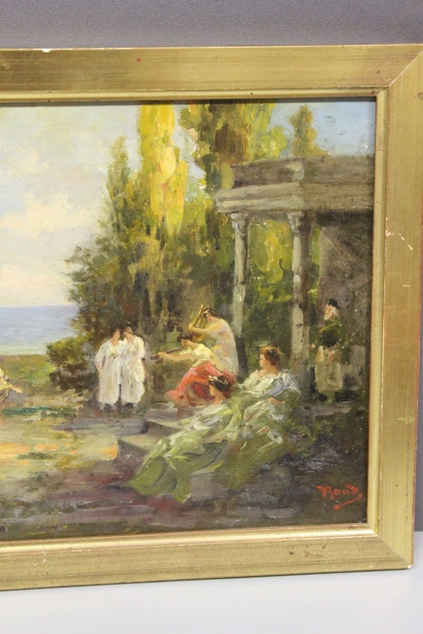 Öl Auf Holz Fest Im Alten Griechenland Um 1900