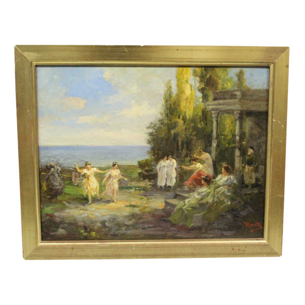 Öl Auf Holz Fest Im Alten Griechenland Um 1900