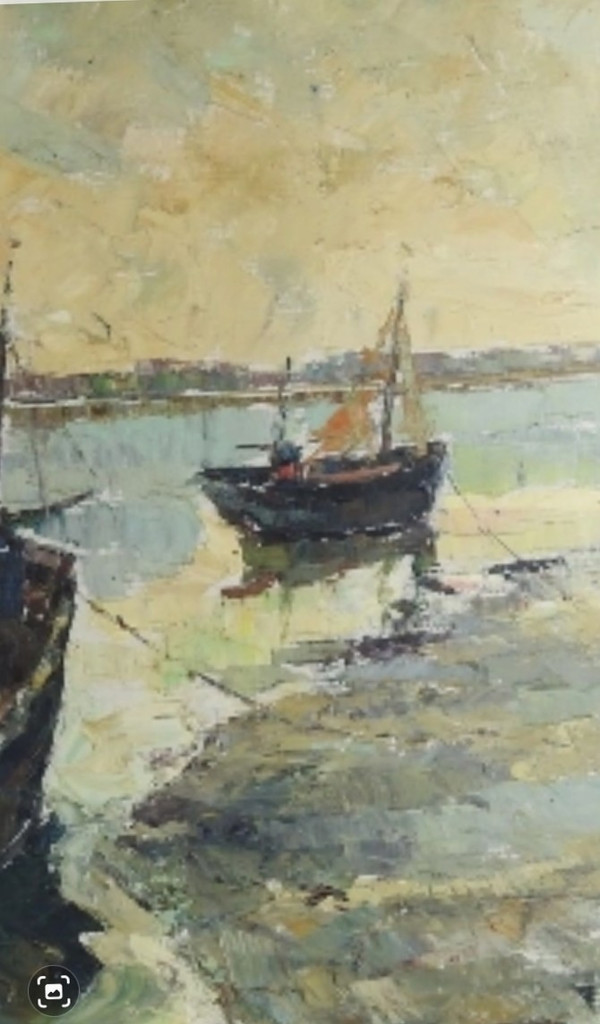 Gemälde hst die Boote Benoît Desprey Arras 1902-1976